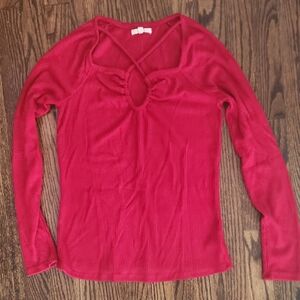 Women's Red Long Sleeve Top